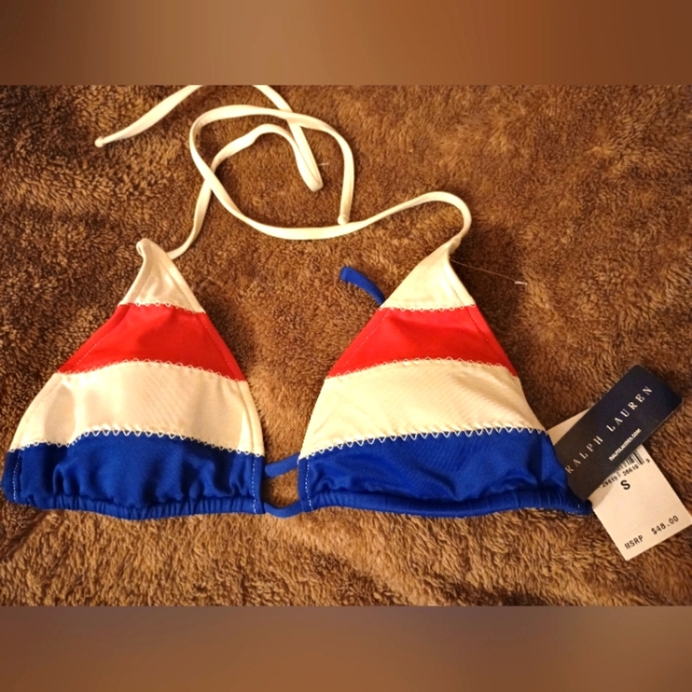NWT Ralph Lauren Flag Tri-Color Bikini Top
